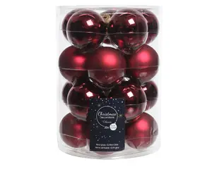 KERSTBALLEN GLAS SHINY MATT MIX D6CM OSSENBLOED