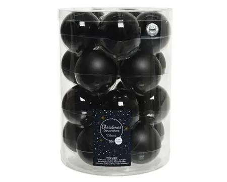 KERSTBALLEN GLAS SHINY MATT MIX D6CM ZWART