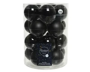 KERSTBALLEN GLAS SHINY MATT MIX D6CM ZWART