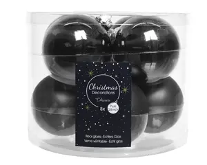 KERSTBALLEN GLAS SHINY MATT MIX D7CM ZWART - afbeelding 2