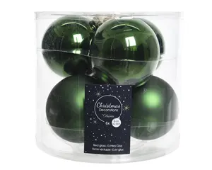 KERSTBALLEN GLAS SHINYMATT MIX DENNENGROEN D8CM - afbeelding 2