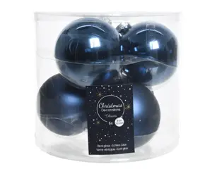 KERSTBALLEN GLAS SHINYMATT MIX NACHTBLAUW D8CM - afbeelding 2