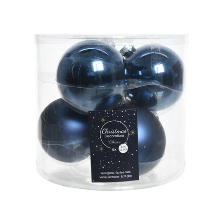 KERSTBALLEN GLAS SHINYMATT MIX NACHTBLAUW D8CM - afbeelding 2