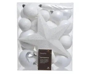 KERSTBALLEN MATT GLITTER MIX WINTERWIT D.8CM - afbeelding 2