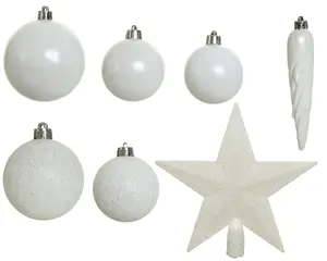 KERSTBALLEN MATT GLITTER MIX WINTERWIT D.8CM - afbeelding 2
