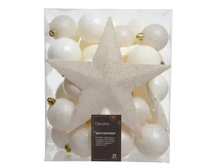 KERSTBALLEN MATT SHINY GLITTER MIX WOLWIT D.8CM - afbeelding 2