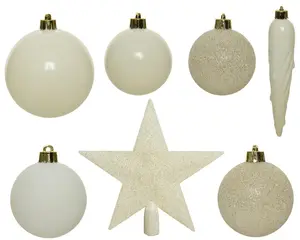KERSTBALLEN MATT SHINY GLITTER MIX WOLWIT D.8CM - afbeelding 2