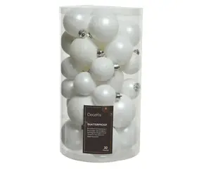 KERSTBALLEN MIX WINTERWIT D.6CM - afbeelding 3