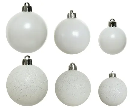 KERSTBALLEN MIX WINTERWIT D.6CM - afbeelding 2