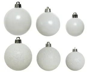KERSTBALLEN MIX WINTERWIT D.6CM - afbeelding 2