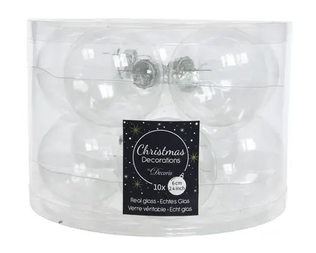 KERSTBALLEN SHINY  TRANSPARANT/HELDER D.6CM