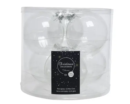 KERSTBALLEN SHINY  TRANSPARANT/HELDER D.8CM