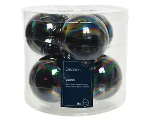 KERSTBALLEN SHINY ZWART IRIS D8CM