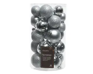 KERSTBALLEN SHINYMATTGLITTER MIX ZILVER D.6CM - afbeelding 3