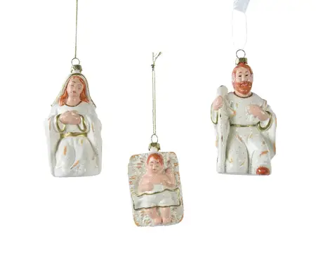 KERSTGROEP 3ASS WIT L.6.3CM X W.6.5CM X H.13.3CM - afbeelding 1