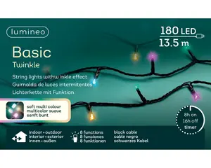 LED BASIC LIGHTS TWINKEL EFFECT L.1350CM ZWART/SOFT MULTI - afbeelding 3