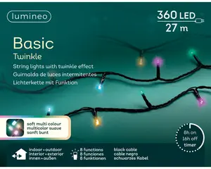 LED BASIC LIGHTS TWINKEL EFFECT L.2700CM ZWART/SOFT MULTI - afbeelding 3