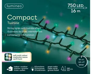 LED COMPACT LIGHTS TWINKEL EFFECT L.1600CM GROEN/SOFT MULTI - afbeelding 5