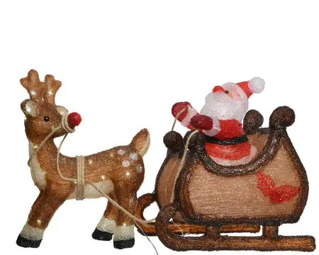 LED FIGUREN ACRYL SANTA STEADY L.82.5W.33H.47CM ASS./KOEL WIT