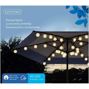 LED PARASOL PARTYLIGHT WIT/WARM WIT L120CM40L - afbeelding 4