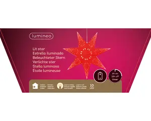LED STER PAPIER STEADY L.11W.40H.40CM ROOD/WARM WIT - afbeelding 3