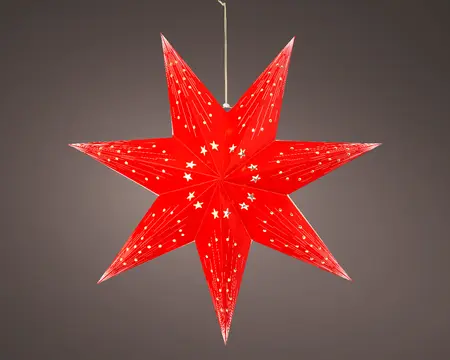 LED STER PAPIER STEADY L.11W.40H.40CM ROOD/WARM WIT - afbeelding 3