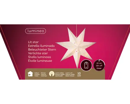 LED STER PAPIER STEADY L.11W.40H.40CM WIT/WARM WIT - afbeelding 1