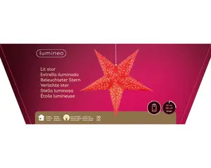 LED STER PAPIER STEADY L.18W.60H.60CM ROOD/WARM WIT - afbeelding 3