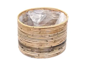Mand Cilinder Stripe Rotan - D30/H30cm