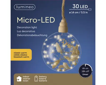MICRO LED BAL  D.14CM TRANSP/WARM WIT