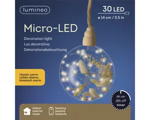 MICRO LED BAL D.14CM TRANSP/WARM WIT