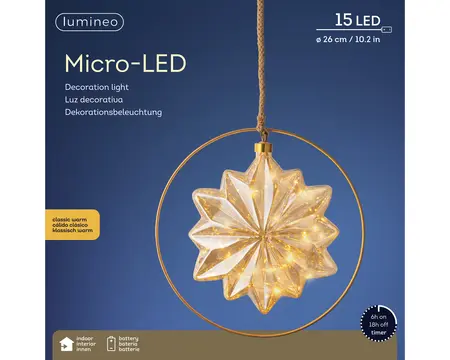 MICRO LED STER STEADY BO D26L.8CM AMBER/KLASSIEK WARM - afbeelding 3