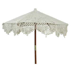 Parasol met Franjes - D200/H210cm Wit