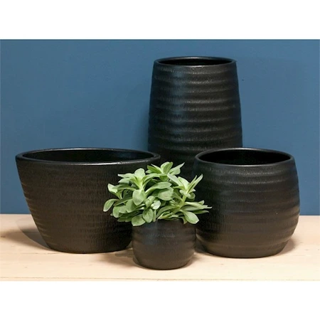 Pot Lena Zwart - H 14 x D 17 cm - afbeelding 2