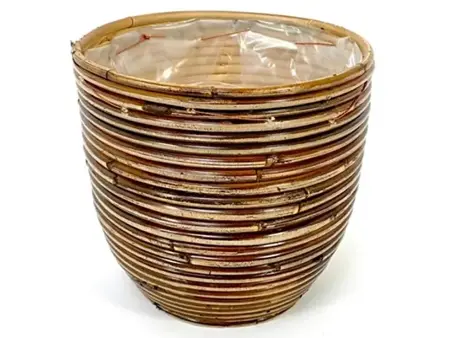 POT ROUND BALLOON STRIPE BRONZE D20H19CM
