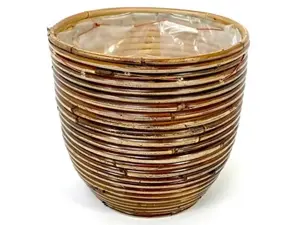 POT ROUND BALLOON STRIPE BRONZE D20H19CM