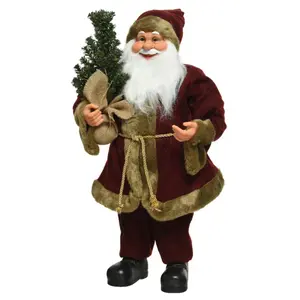 SANTA PLY TREE DECORATION L30W20H60CM OXBLOOD