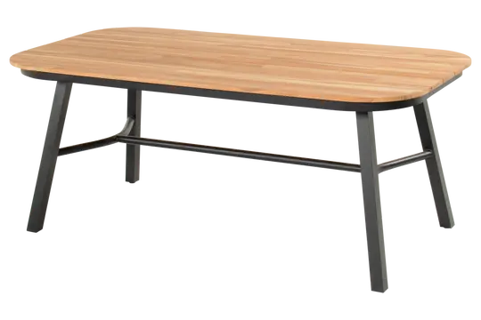 Tubb Tuintafel 185x100 cm - Teakhouten blad, zwart frame - afbeelding 1