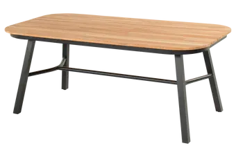 Tubb Tuintafel 185x100 cm - Teakhouten blad, zwart frame