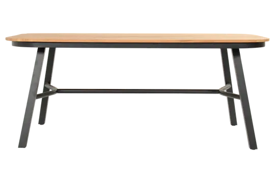 Tubb Tuintafel 185x100 cm - Teakhouten blad, zwart frame - afbeelding 2