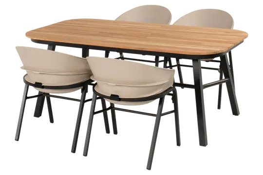 Tubb Tuintafel 185x100 cm - Teakhouten blad, zwart frame - afbeelding 3