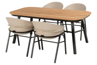 Tubb Tuintafel 185x100 cm - Teakhouten blad, zwart frame - afbeelding 3