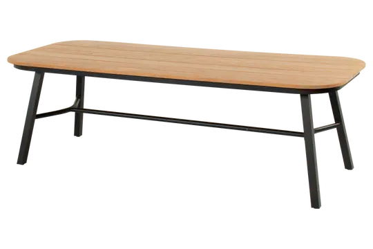 Tubb Tuintafel 240x100 cm - Teakhouten blad, zwart frame - afbeelding 1