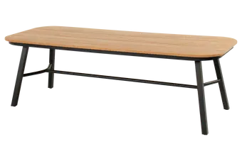 Tubb Tuintafel 240x100 cm - Teakhouten blad, zwart frame