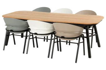 Tubb Tuintafel 240x100 cm - Teakhouten blad, zwart frame - afbeelding 3