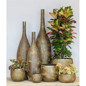 Vaas Funchal - D32/H50cm Goud - afbeelding 2