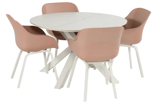 Xander Ronde Tuintafel 120x75 cm - Wit marmer keramisch blad - afbeelding 3